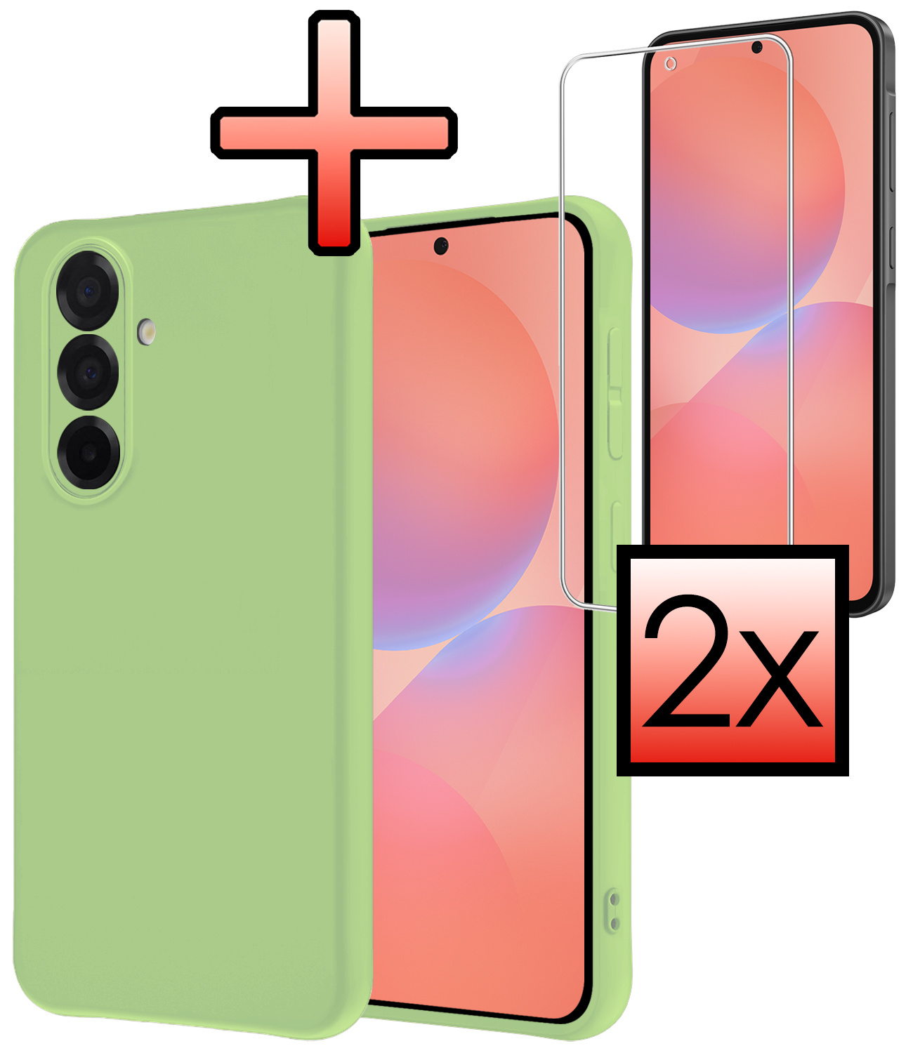 NoXx NoXx Samsung Galaxy A36 Hoesje Siliconen Met 2x Screenprotector - Groen