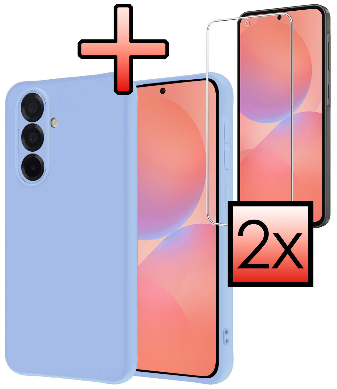 NoXx NoXx Samsung Galaxy A36 Hoesje Siliconen Met 2x Screenprotector - Lichtblauw