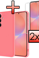 NoXx NoXx Samsung Galaxy A36 Hoesje Siliconen Met 2x Screenprotector - Lichtroze