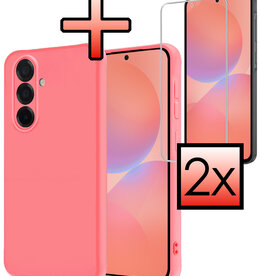 NoXx NoXx Samsung Galaxy A36 Hoesje Siliconen Met 2x Screenprotector - Lichtroze