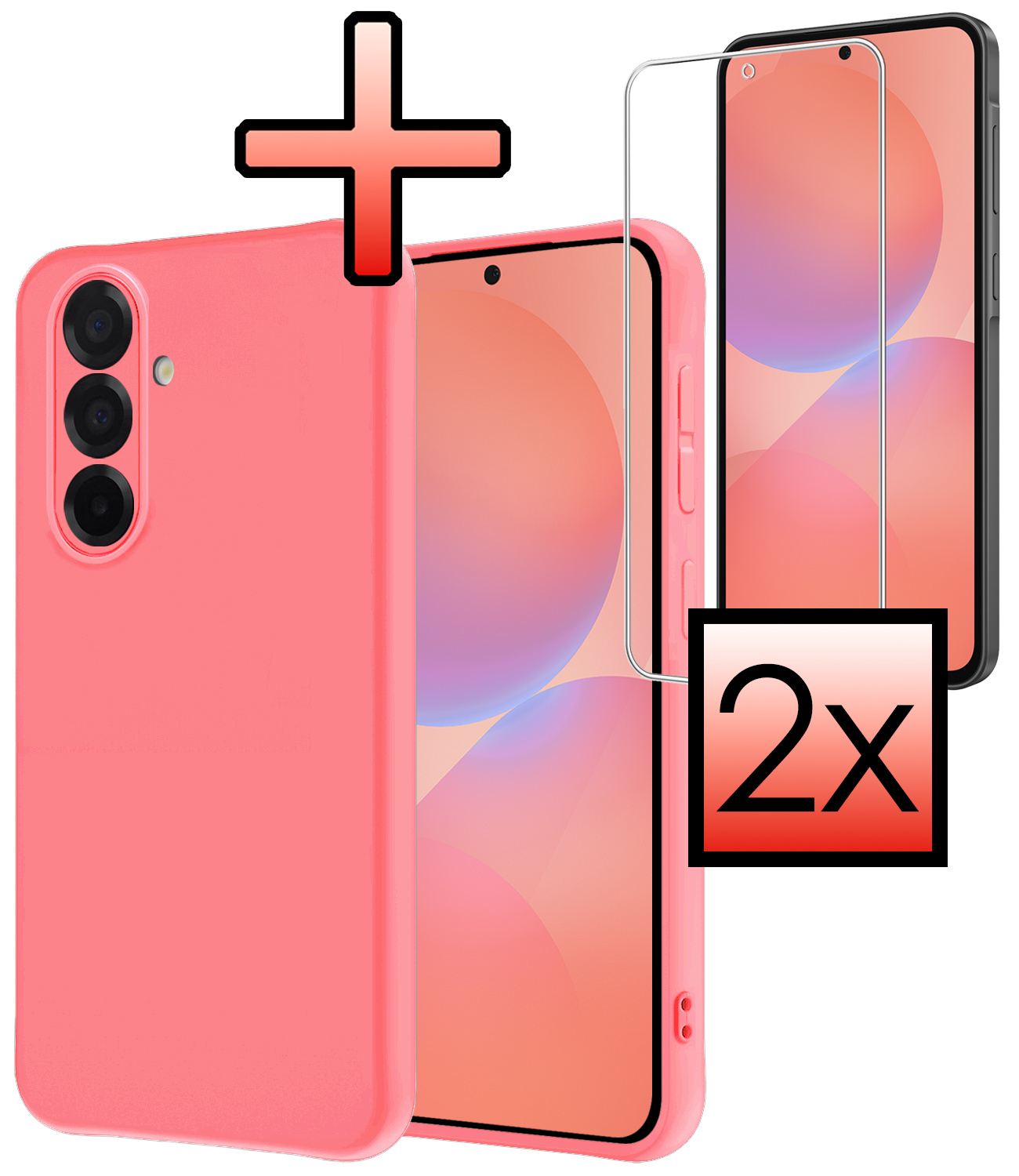 NoXx NoXx Samsung Galaxy A36 Hoesje Siliconen Met 2x Screenprotector - Lichtroze