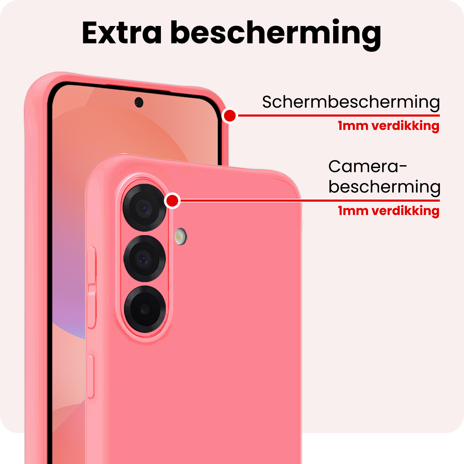 NoXx NoXx Samsung Galaxy A36 Hoesje Siliconen Met 2x Screenprotector - Lichtroze