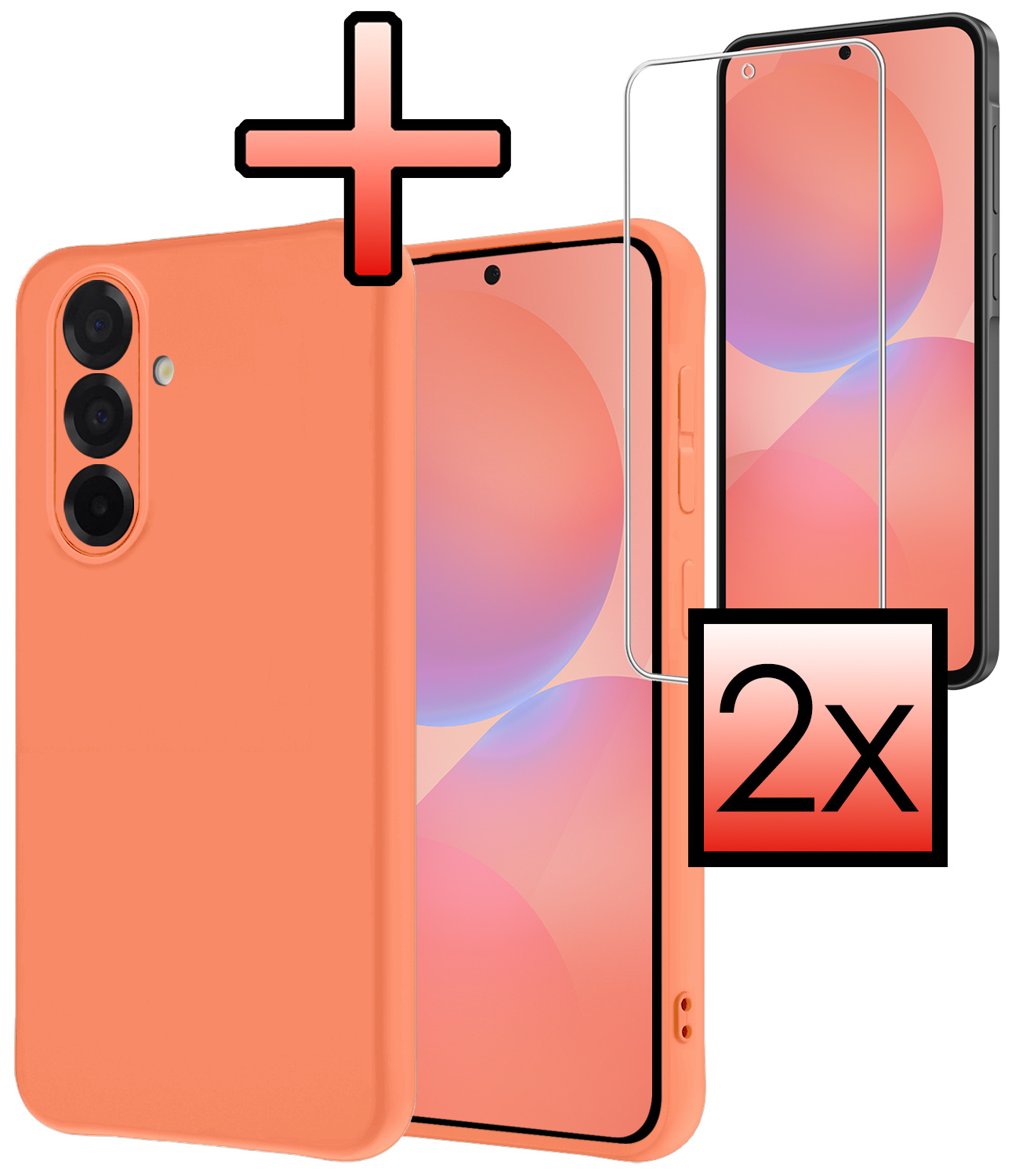 NoXx NoXx Samsung Galaxy A36 Hoesje Siliconen Met 2x Screenprotector - Perzik