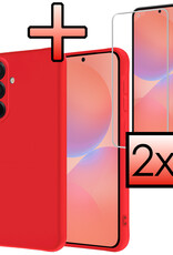 NoXx NoXx Samsung Galaxy A36 Hoesje Siliconen Met 2x Screenprotector - Rood