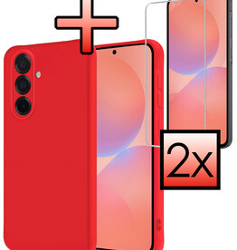 NoXx NoXx Samsung Galaxy A36 Hoesje Siliconen Met 2x Screenprotector - Rood