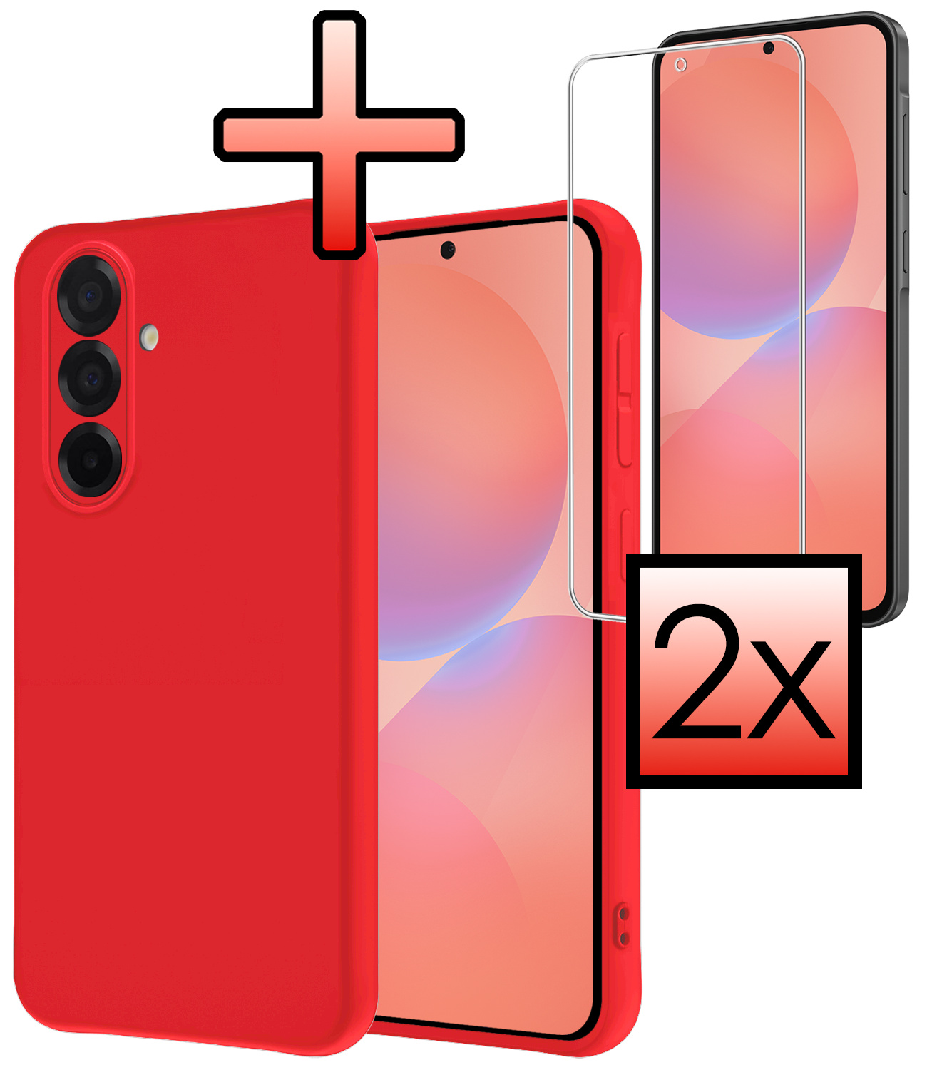 NoXx NoXx Samsung Galaxy A36 Hoesje Siliconen Met 2x Screenprotector - Rood