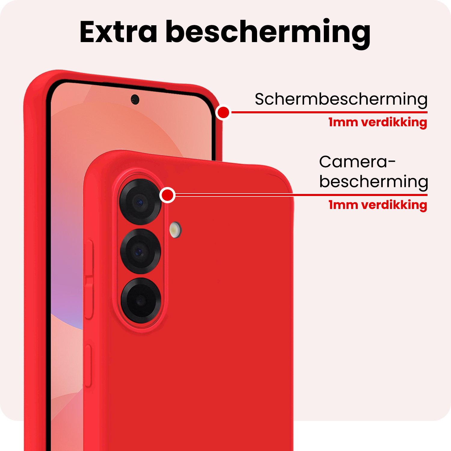 NoXx NoXx Samsung Galaxy A36 Hoesje Siliconen Met 2x Screenprotector - Rood