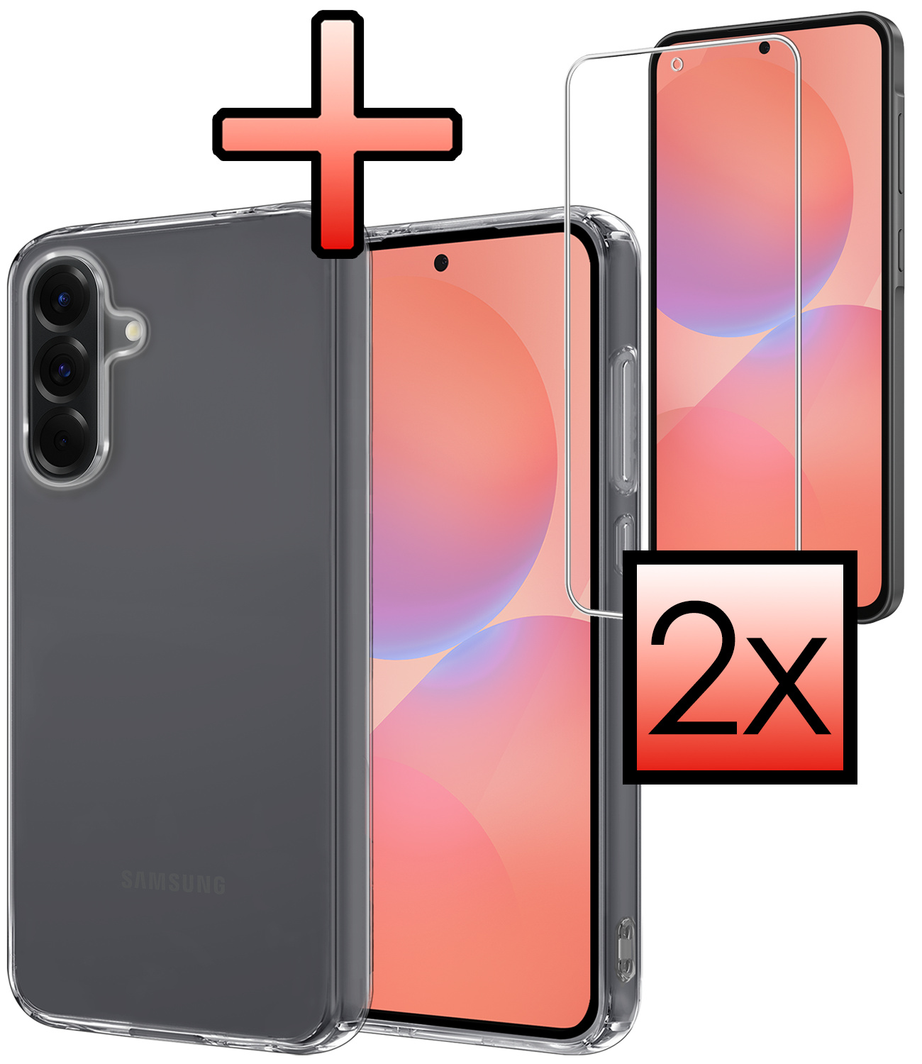 NoXx NoXx Samsung Galaxy A36 Hoesje Siliconen Met 2x Screenprotector - Transparant