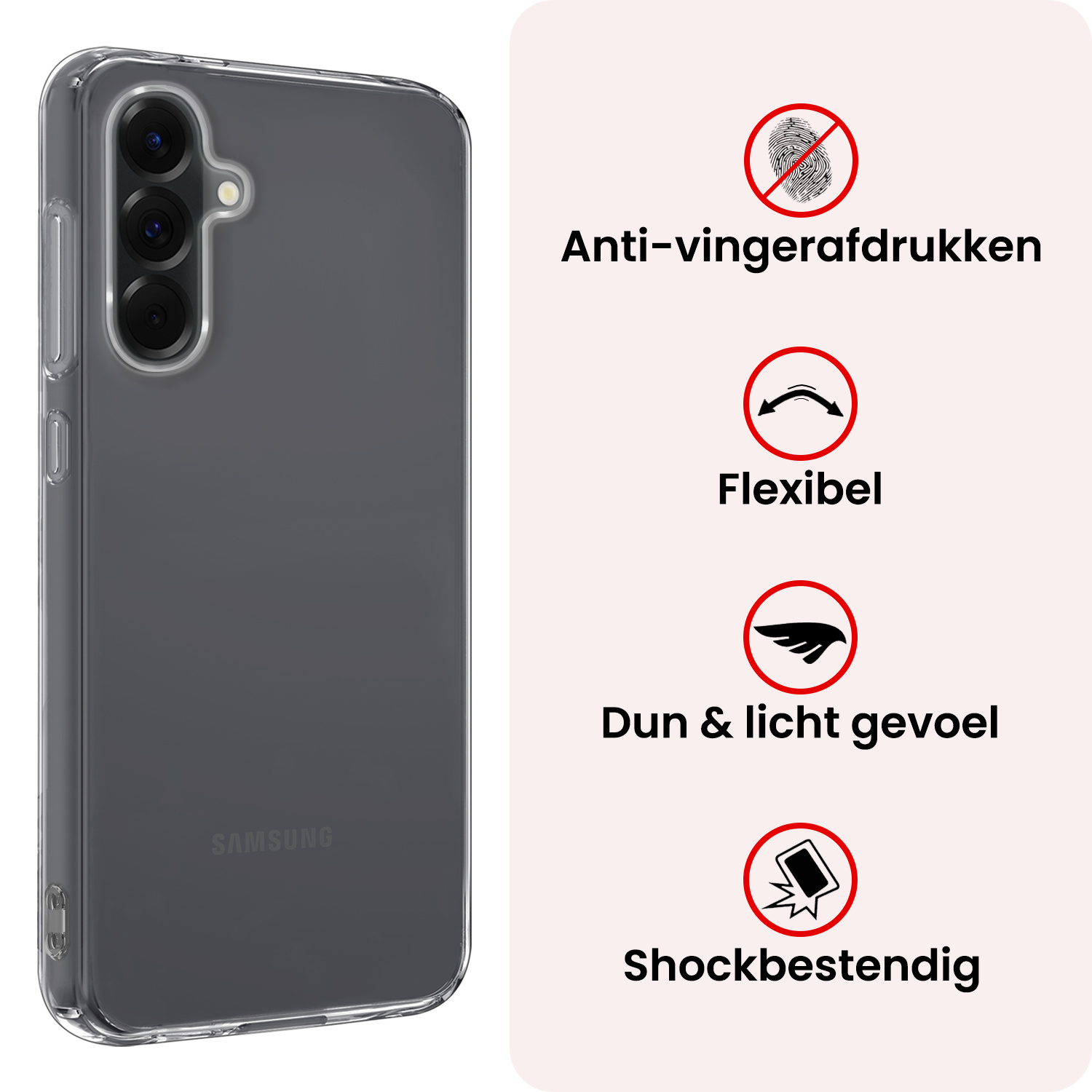 NoXx NoXx Samsung Galaxy A36 Hoesje Siliconen Met 2x Screenprotector - Transparant