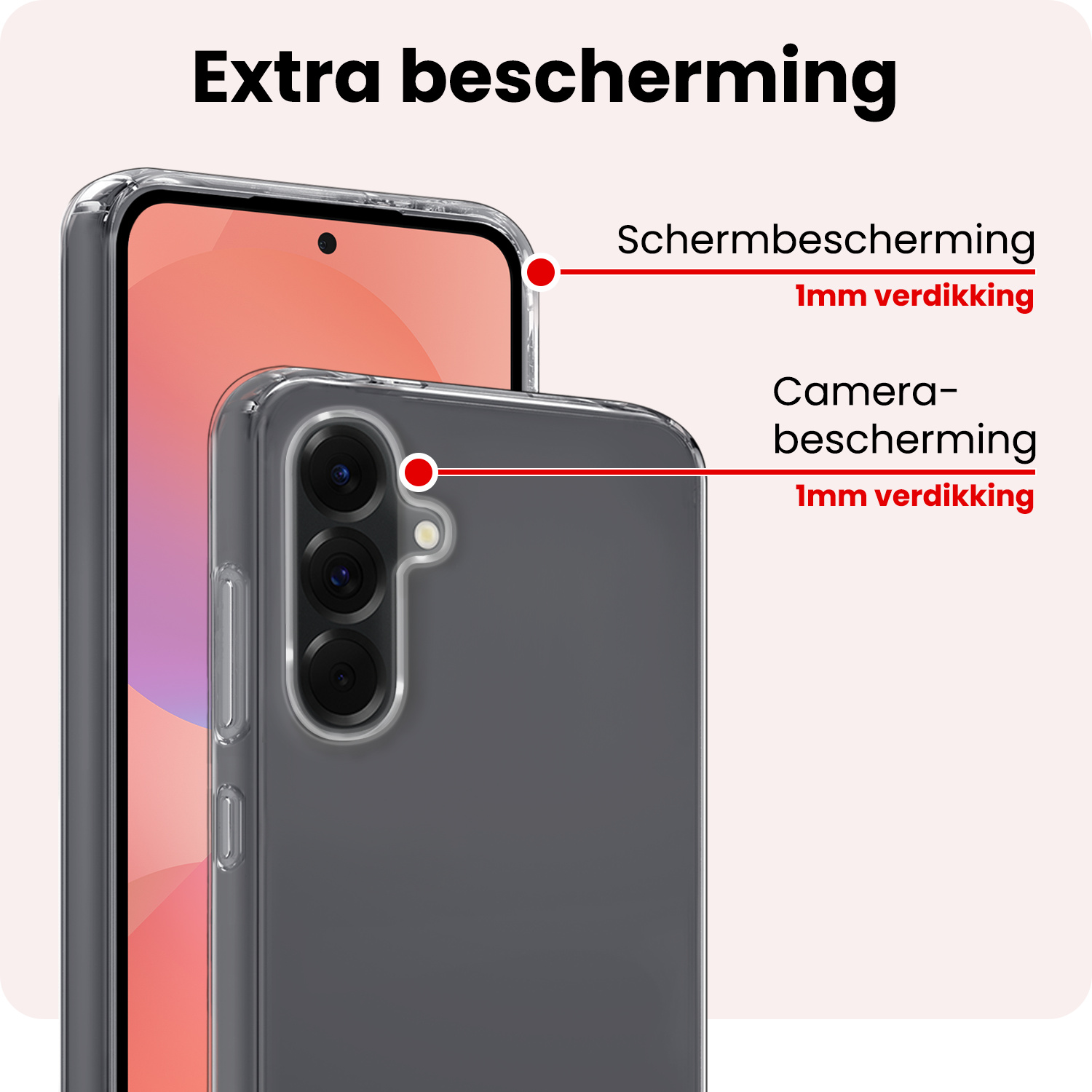NoXx NoXx Samsung Galaxy A36 Hoesje Siliconen Met 2x Screenprotector - Transparant