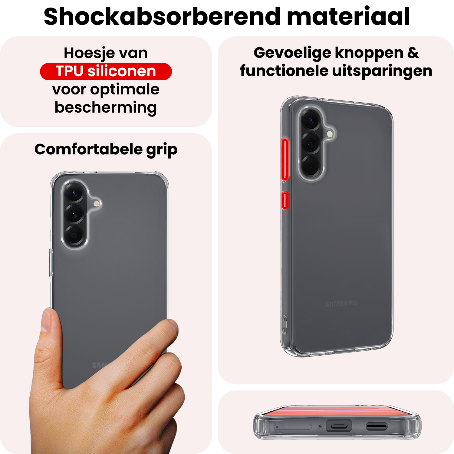 NoXx NoXx Samsung Galaxy A36 Hoesje Siliconen Met 2x Screenprotector - Transparant