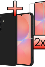 NoXx NoXx Samsung Galaxy A36 Hoesje Siliconen Met 2x Screenprotector - Zwart