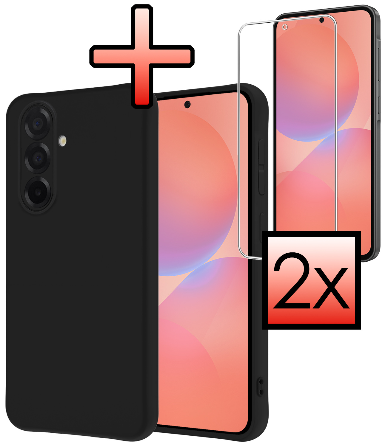 NoXx NoXx Samsung Galaxy A36 Hoesje Siliconen Met 2x Screenprotector - Zwart