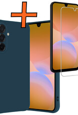 Nomfy Nomfy Samsung Galaxy A26 Hoesje Siliconen Met Screenprotector - Donkerblauw