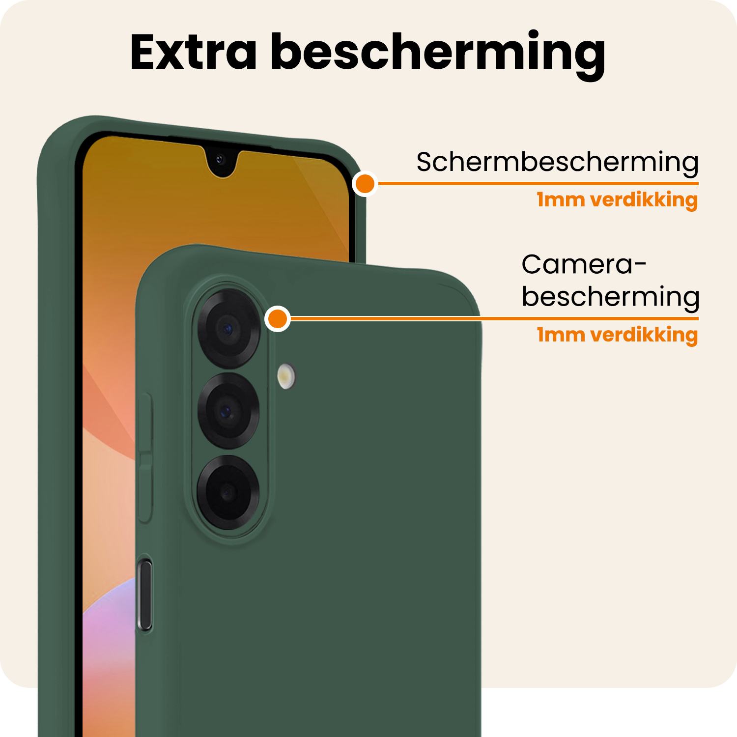 Nomfy Nomfy Samsung Galaxy A26 Hoesje Siliconen Met Screenprotector - Donkergroen