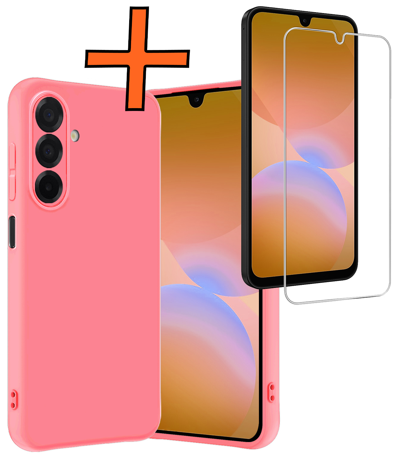 Nomfy Nomfy Samsung Galaxy A26 Hoesje Siliconen Met Screenprotector - Lichtroze