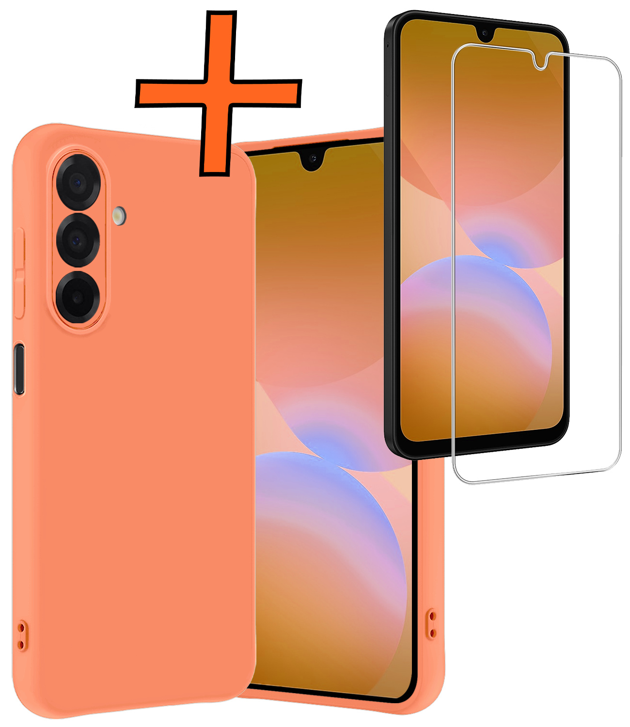 Nomfy Nomfy Samsung Galaxy A26 Hoesje Siliconen Met Screenprotector - Perzik