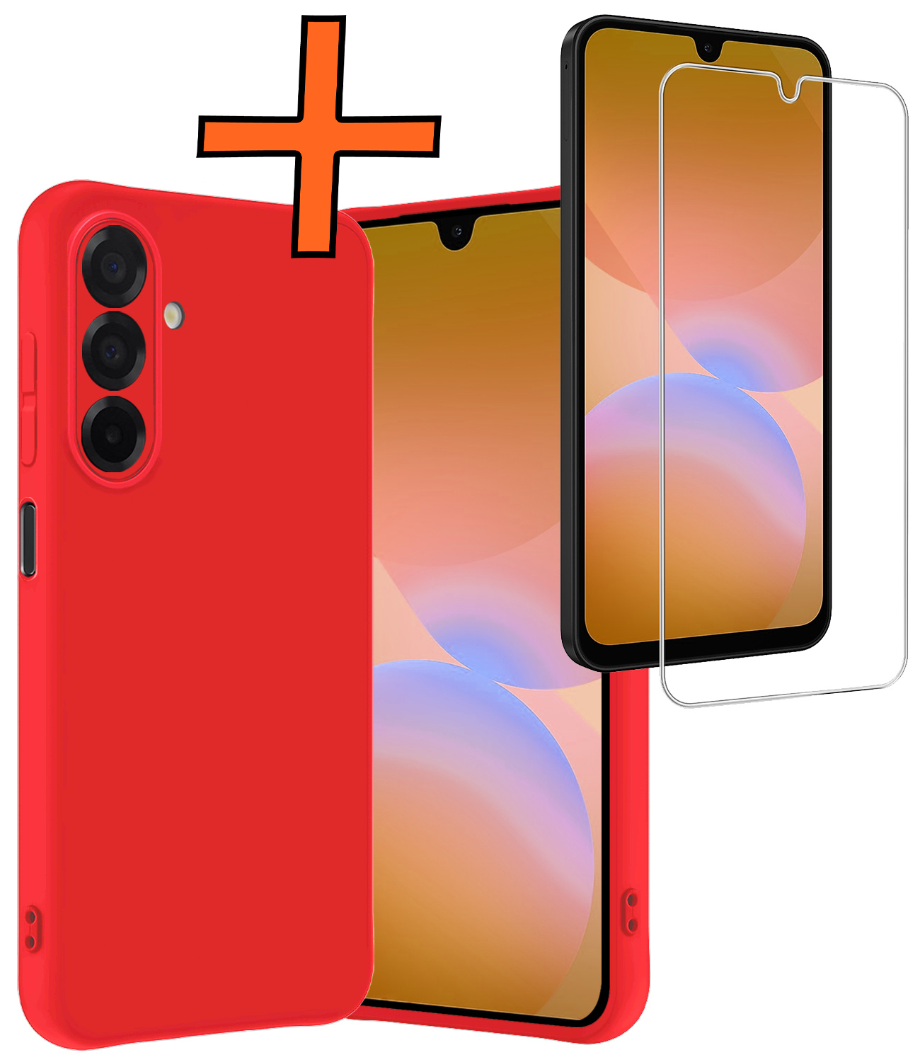 Nomfy Nomfy Samsung Galaxy A26 Hoesje Siliconen Met Screenprotector - Rood