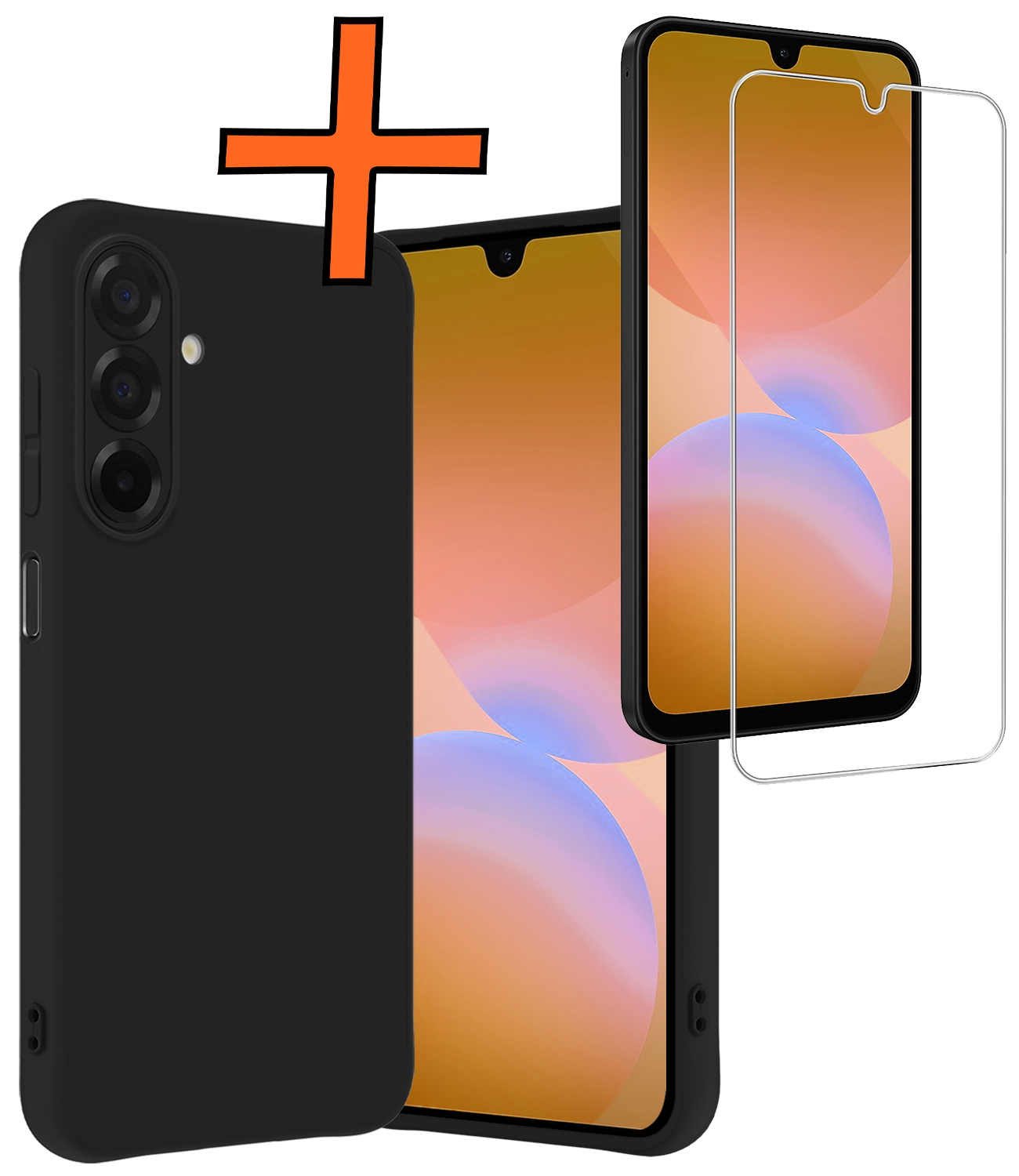 Nomfy Nomfy Samsung Galaxy A26 Hoesje Siliconen Met Screenprotector - Zwart