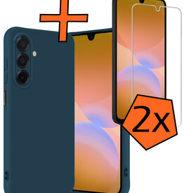 Nomfy Nomfy Samsung Galaxy A26 Hoesje Siliconen Met 2x Screenprotector - Donkerblauw