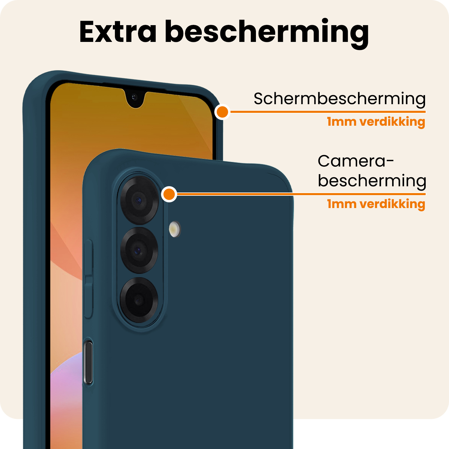 Nomfy Nomfy Samsung Galaxy A26 Hoesje Siliconen Met 2x Screenprotector - Donkerblauw