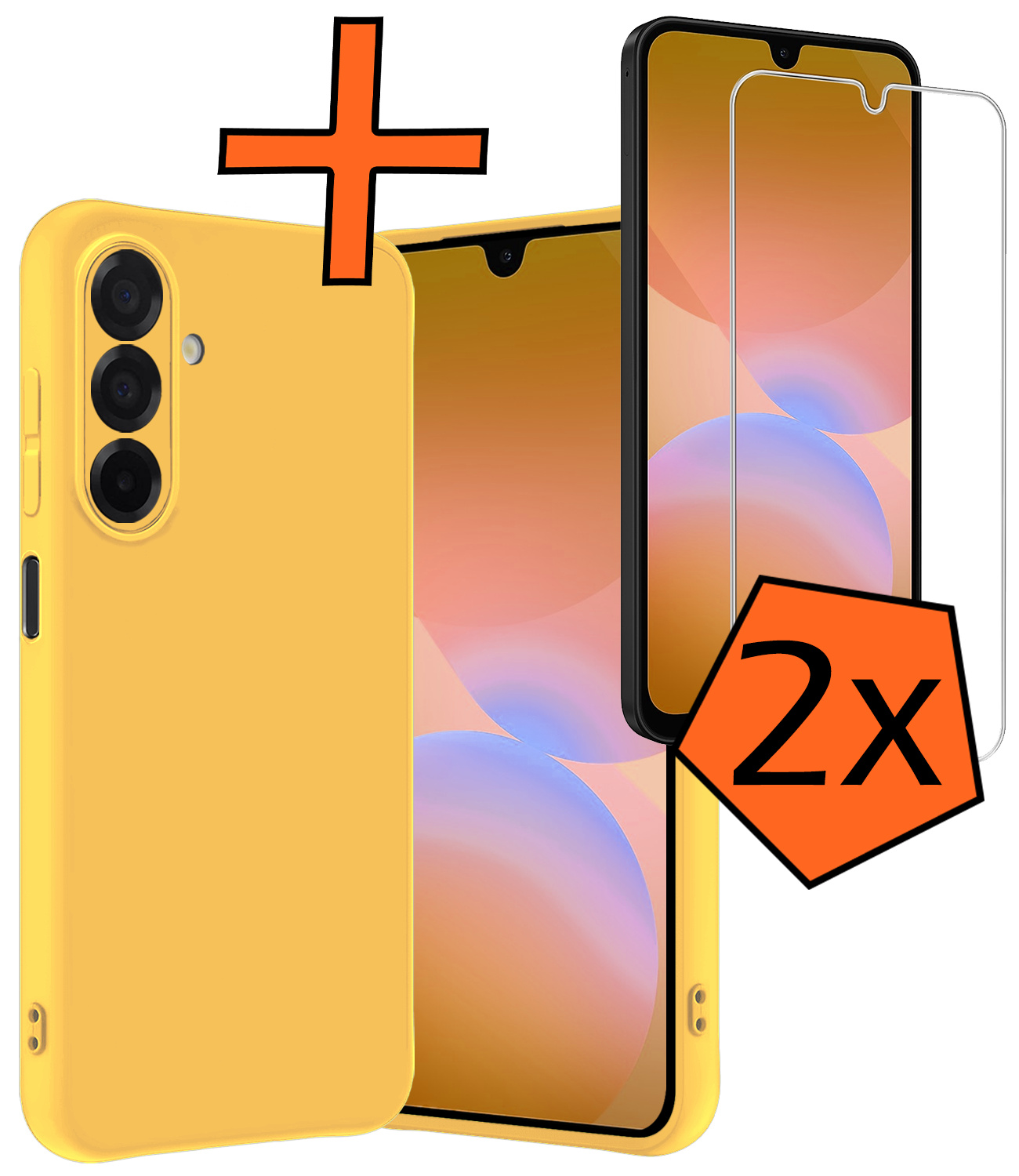 Nomfy Nomfy Samsung Galaxy A26 Hoesje Siliconen Met 2x Screenprotector - Geel