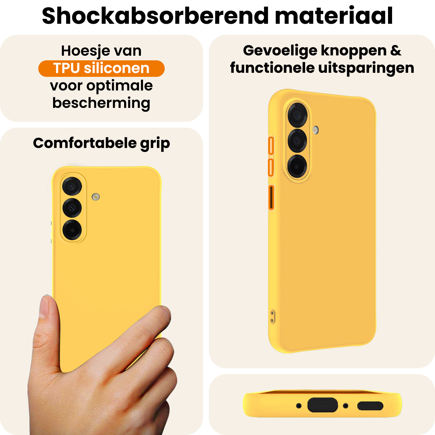 Nomfy Nomfy Samsung Galaxy A26 Hoesje Siliconen Met 2x Screenprotector - Geel