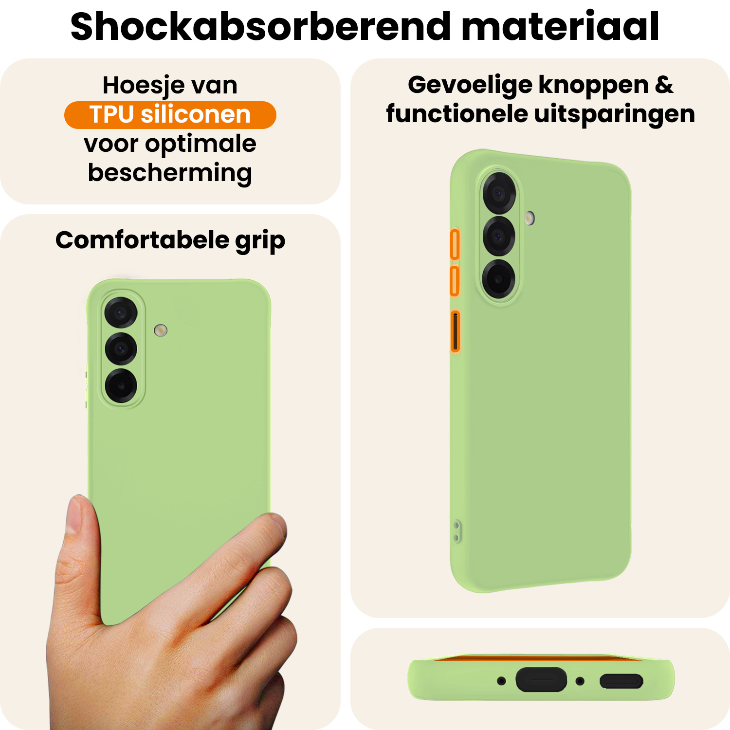 Nomfy Nomfy Samsung Galaxy A26 Hoesje Siliconen Met 2x Screenprotector - Groen