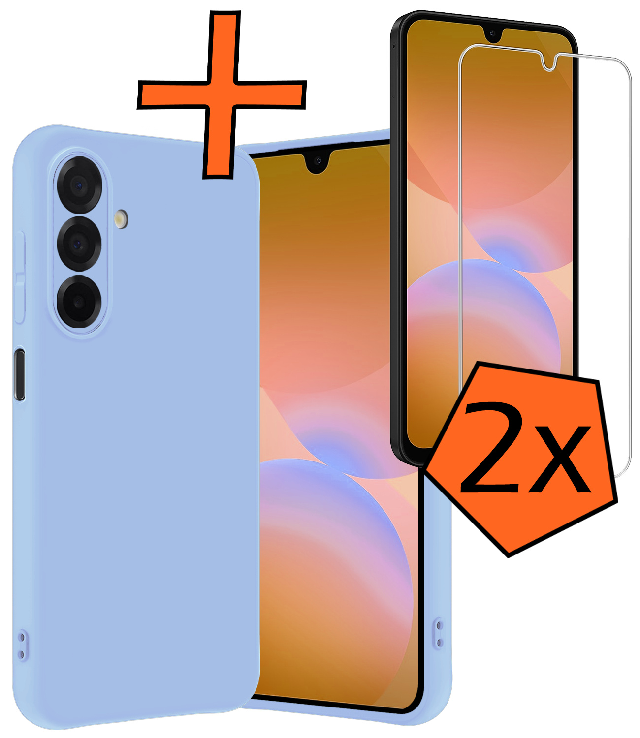 Nomfy Nomfy Samsung Galaxy A26 Hoesje Siliconen Met 2x Screenprotector - Lichtblauw
