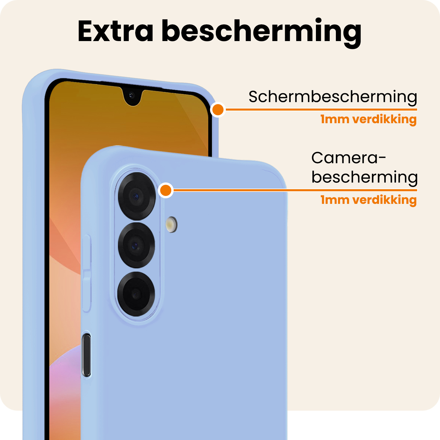 Nomfy Nomfy Samsung Galaxy A26 Hoesje Siliconen Met 2x Screenprotector - Lichtblauw