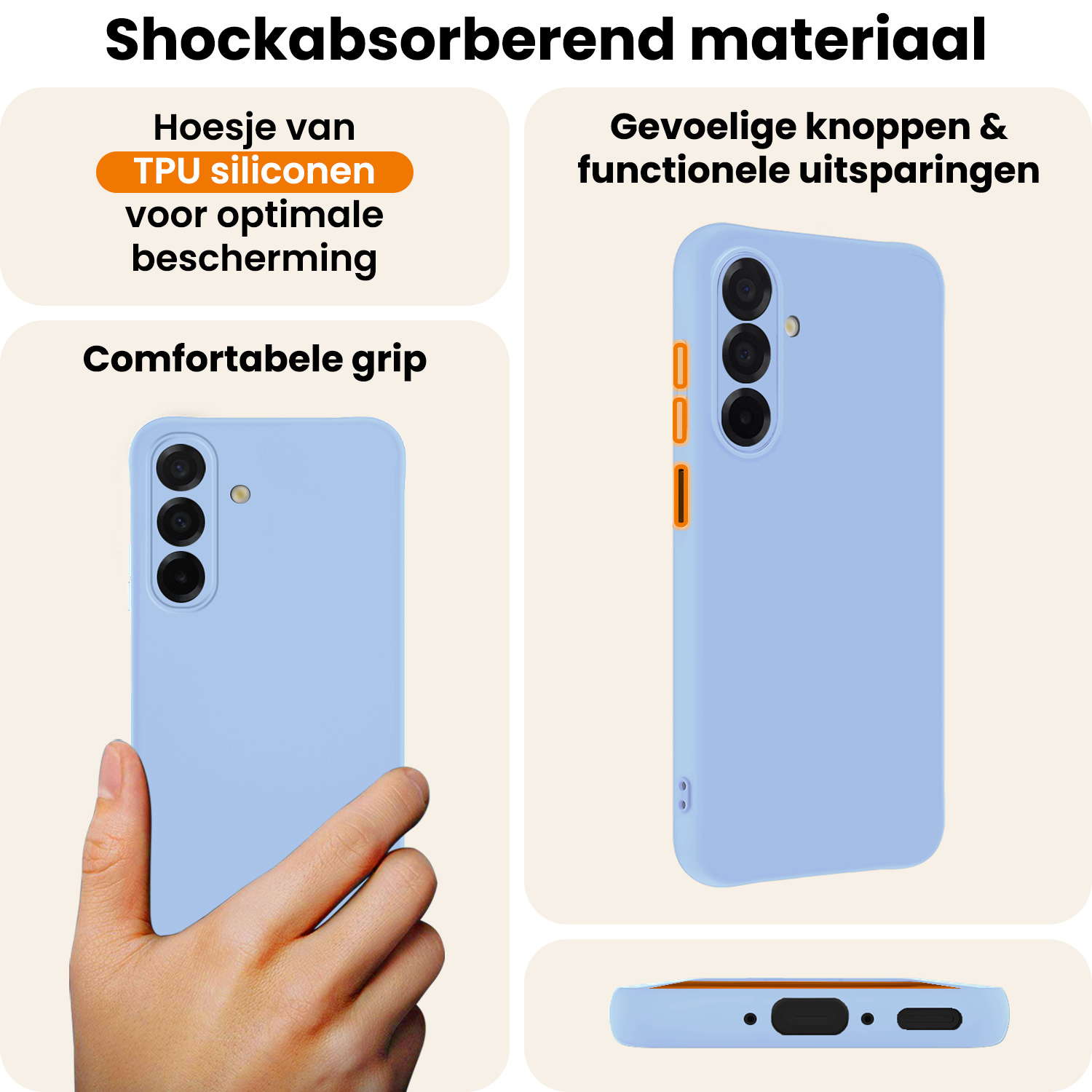 Nomfy Nomfy Samsung Galaxy A26 Hoesje Siliconen Met 2x Screenprotector - Lichtblauw