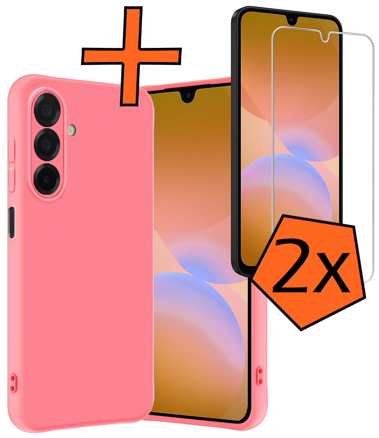 Nomfy Nomfy Samsung Galaxy A26 Hoesje Siliconen Met 2x Screenprotector - Lichtroze