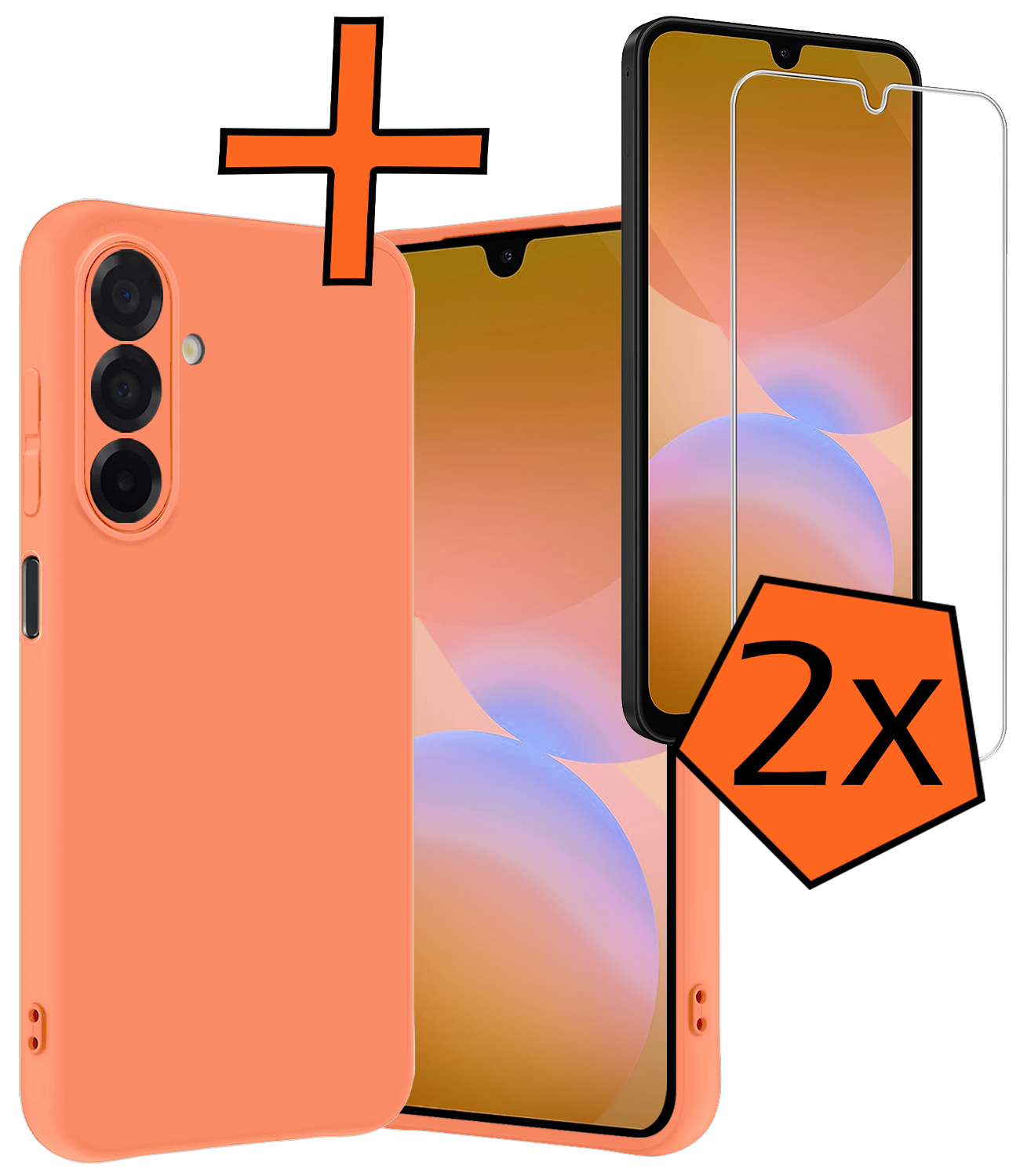 Nomfy Nomfy Samsung Galaxy A26 Hoesje Siliconen Met 2x Screenprotector - Perzik