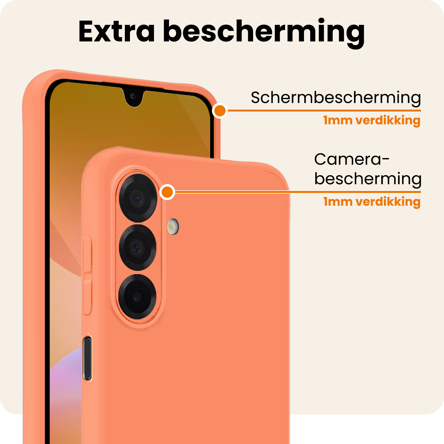 Nomfy Nomfy Samsung Galaxy A26 Hoesje Siliconen Met 2x Screenprotector - Perzik