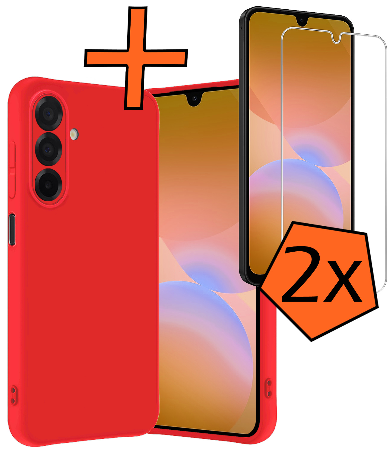 Nomfy Nomfy Samsung Galaxy A26 Hoesje Siliconen Met 2x Screenprotector - Rood
