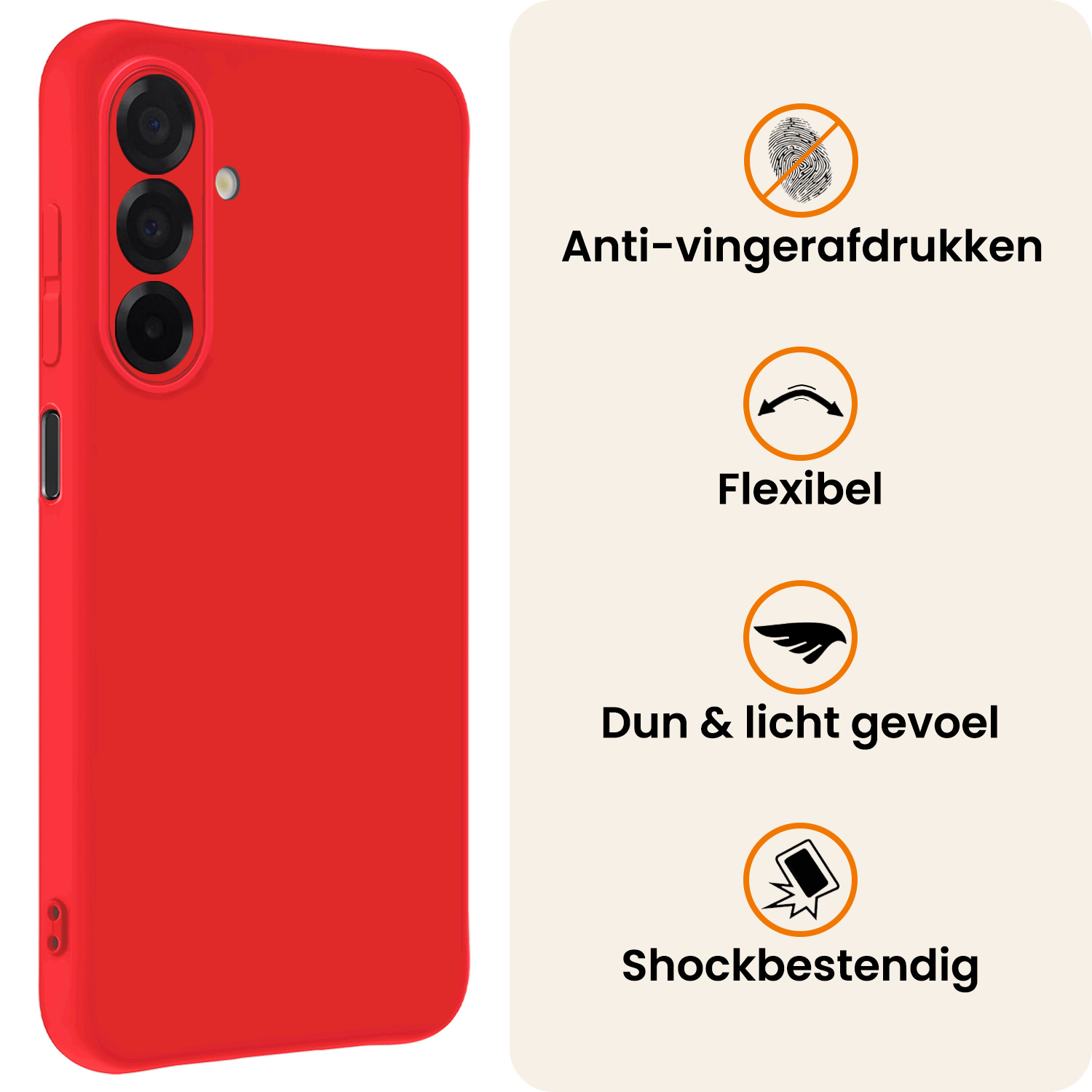 Nomfy Nomfy Samsung Galaxy A26 Hoesje Siliconen Met 2x Screenprotector - Rood