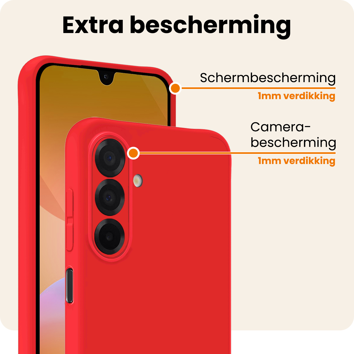 Nomfy Nomfy Samsung Galaxy A26 Hoesje Siliconen Met 2x Screenprotector - Rood