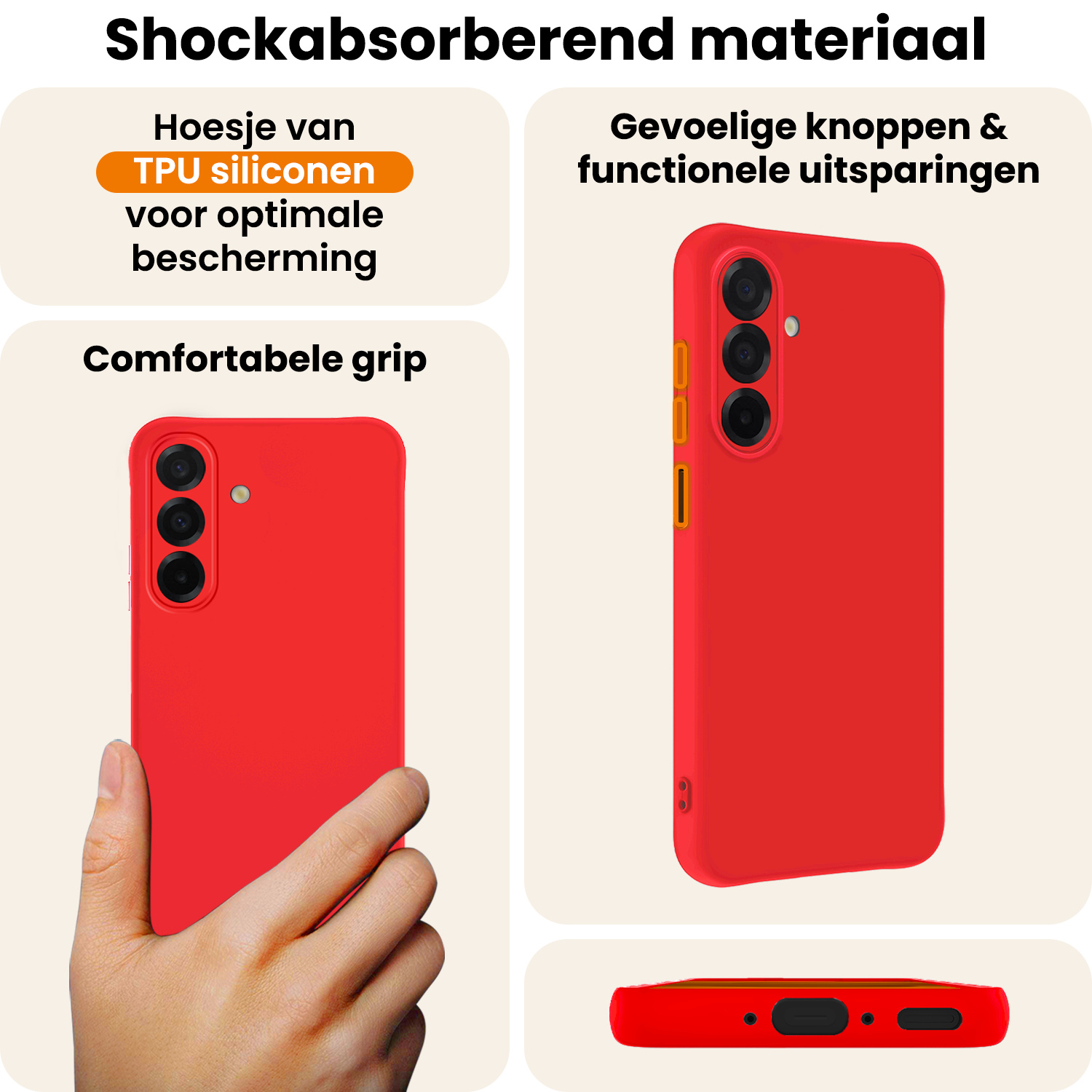 Nomfy Nomfy Samsung Galaxy A26 Hoesje Siliconen Met 2x Screenprotector - Rood