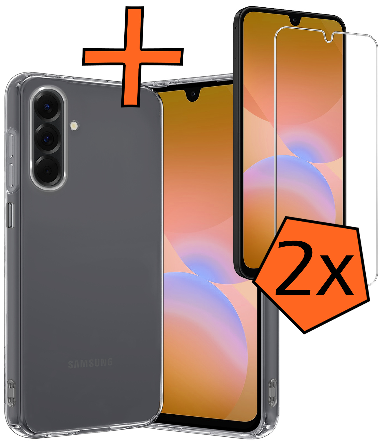 Nomfy Nomfy Samsung Galaxy A26 Hoesje Siliconen Met 2x Screenprotector - Transparant