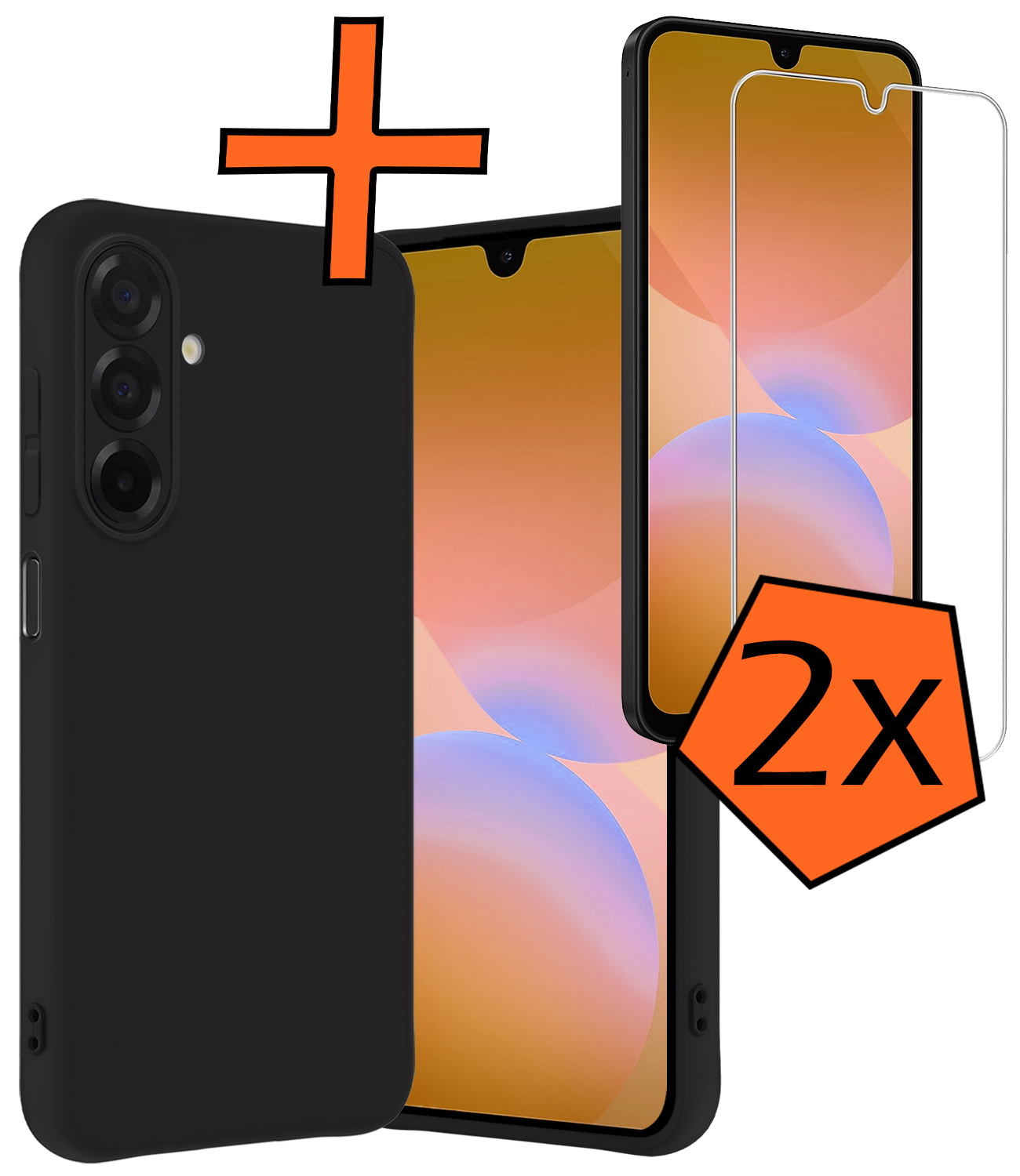 Nomfy Nomfy Samsung Galaxy A26 Hoesje Siliconen Met 2x Screenprotector - Zwart