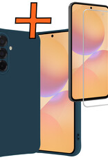 Nomfy Nomfy Samsung Galaxy A36 Hoesje Siliconen Met Screenprotector - Donkerblauw