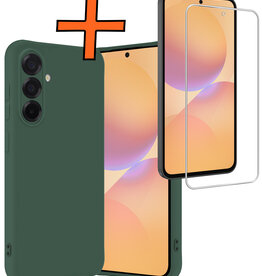 Nomfy Nomfy Samsung Galaxy A36 Hoesje Siliconen Met Screenprotector - Donkergroen