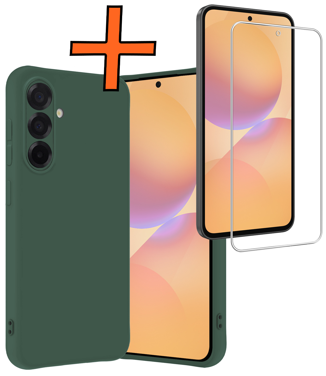 Nomfy Nomfy Samsung Galaxy A36 Hoesje Siliconen Met Screenprotector - Donkergroen