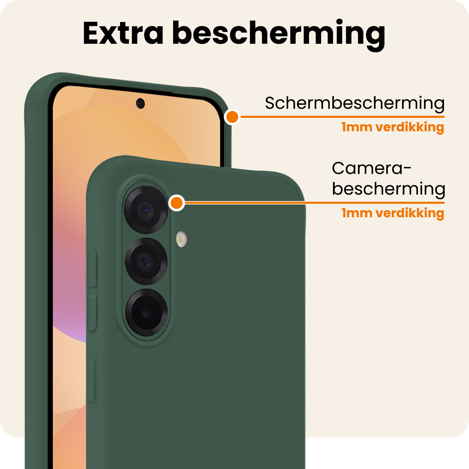 Nomfy Nomfy Samsung Galaxy A36 Hoesje Siliconen Met Screenprotector - Donkergroen