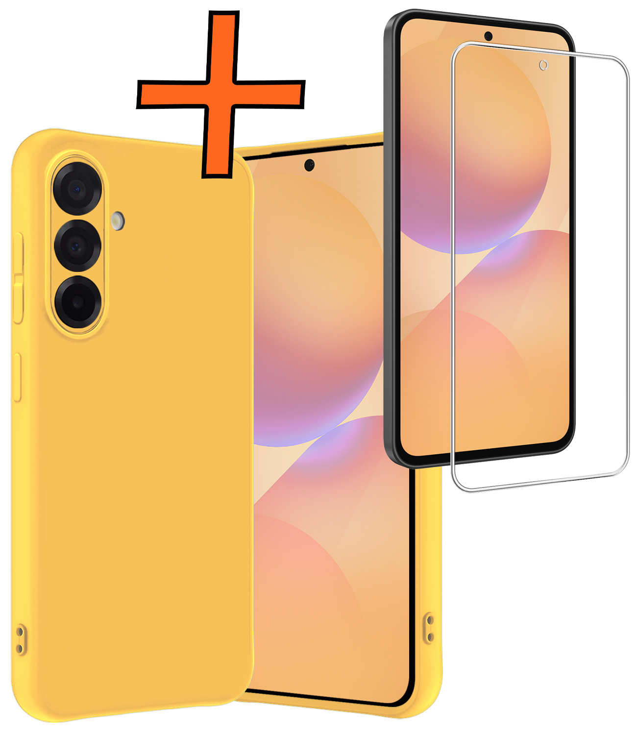 Nomfy Nomfy Samsung Galaxy A36 Hoesje Siliconen Met Screenprotector - Geel