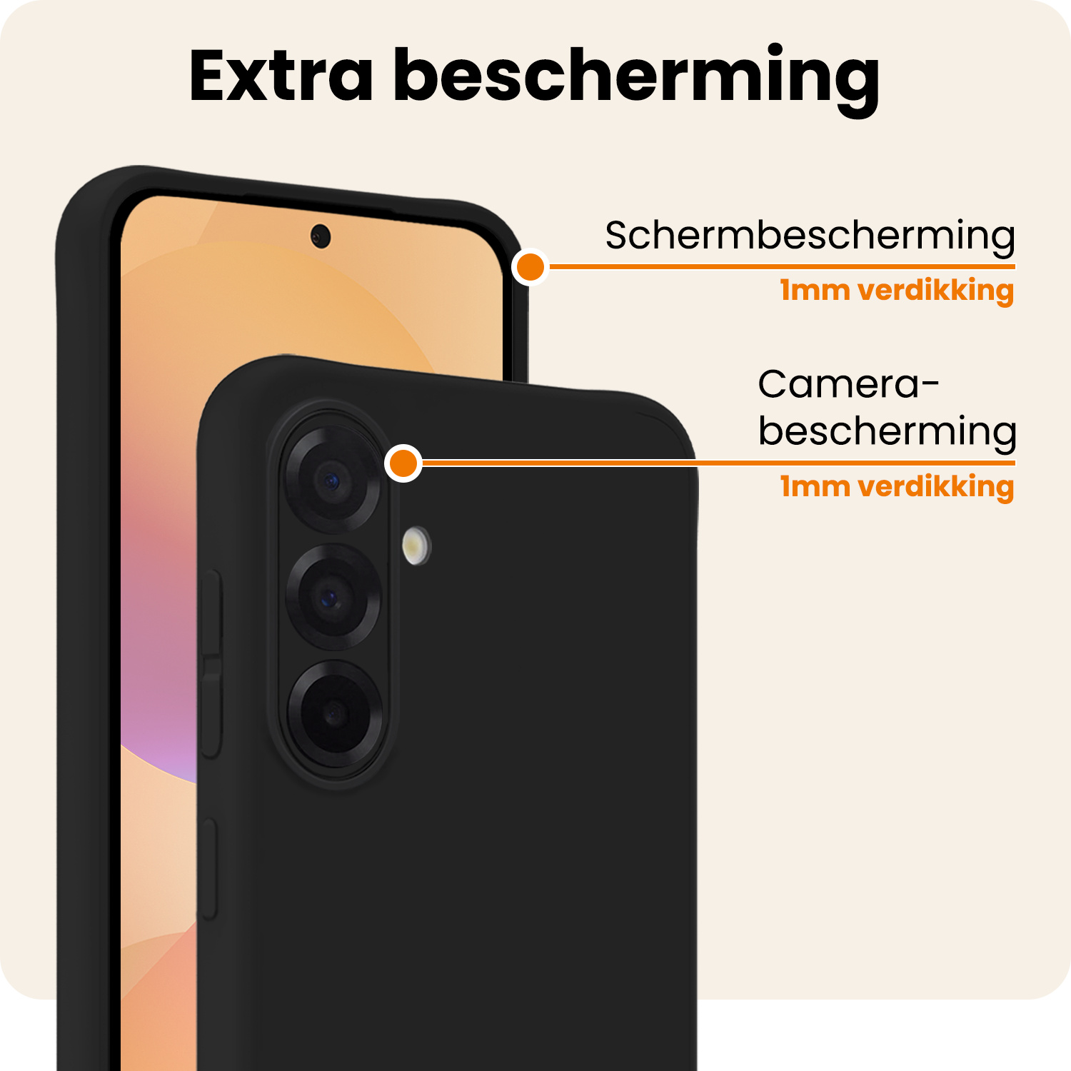 Nomfy Nomfy Samsung Galaxy A36 Hoesje Siliconen Met Screenprotector - Zwart