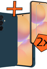 Nomfy Nomfy Samsung Galaxy A36 Hoesje Siliconen Met 2x Screenprotector - Donkerblauw