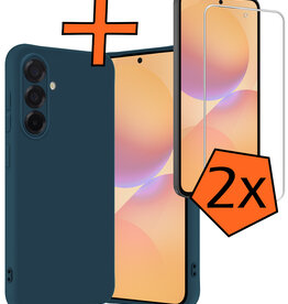 Nomfy Nomfy Samsung Galaxy A36 Hoesje Siliconen Met 2x Screenprotector - Donkerblauw