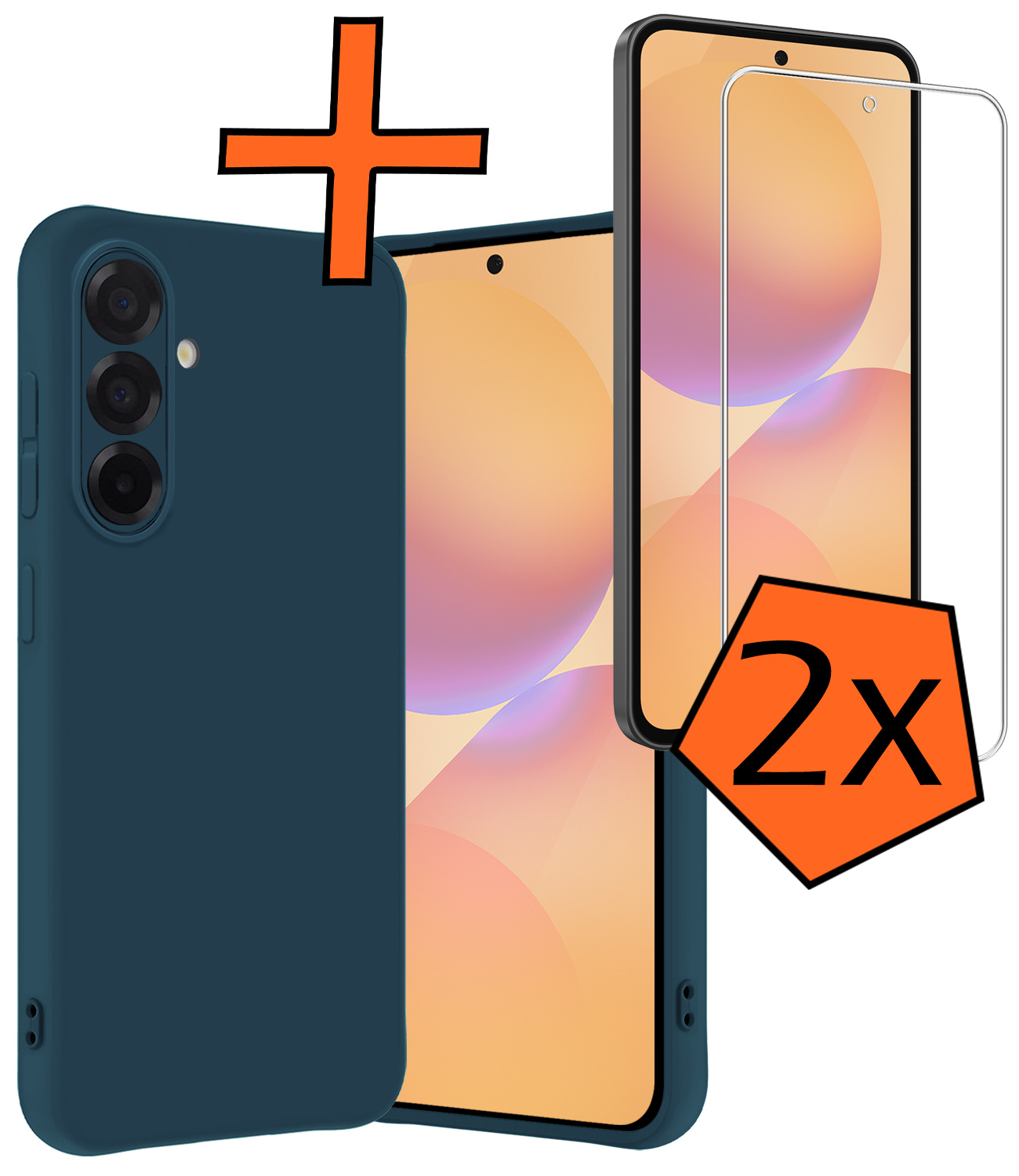 Nomfy Nomfy Samsung Galaxy A36 Hoesje Siliconen Met 2x Screenprotector - Donkerblauw