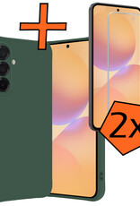 Nomfy Nomfy Samsung Galaxy A36 Hoesje Siliconen Met 2x Screenprotector - Donkergroen